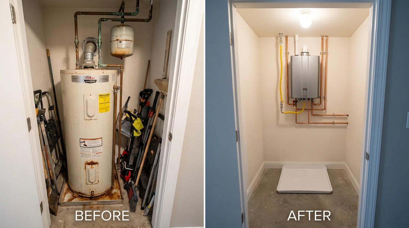 Tank water heater versus wall-mounted tankless unit comparison for Massillon, OH homeowners